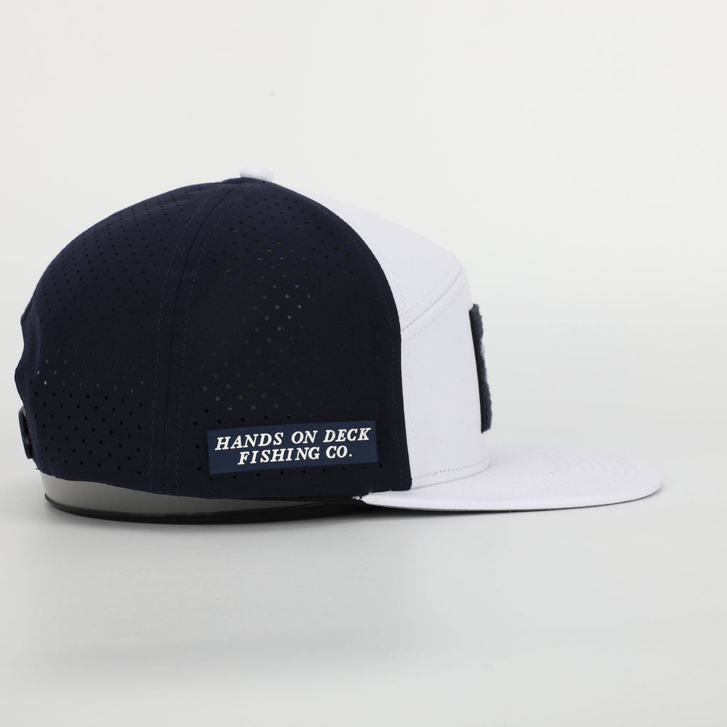 H2OD 6-Panel Snapback (White & Navy) – Hands On Deck Fishing